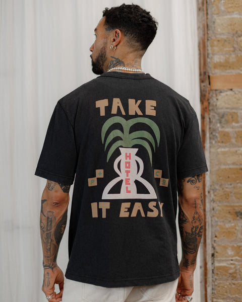 Take it Easy T-Shirt - Heavy Washed Black | Men's T-Shirts – P&Co