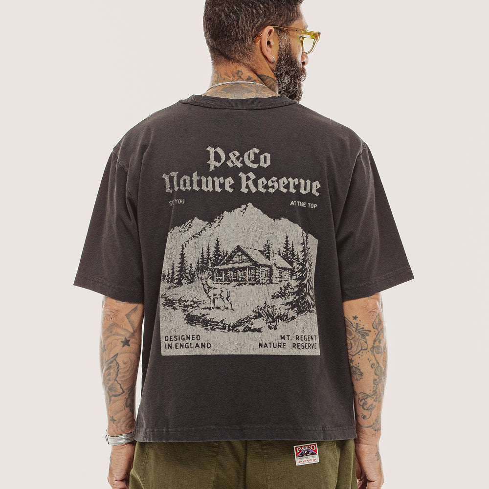 Heavy Washed Black Nature Reserve Boxy T-Shirt | Men's T-Shirts