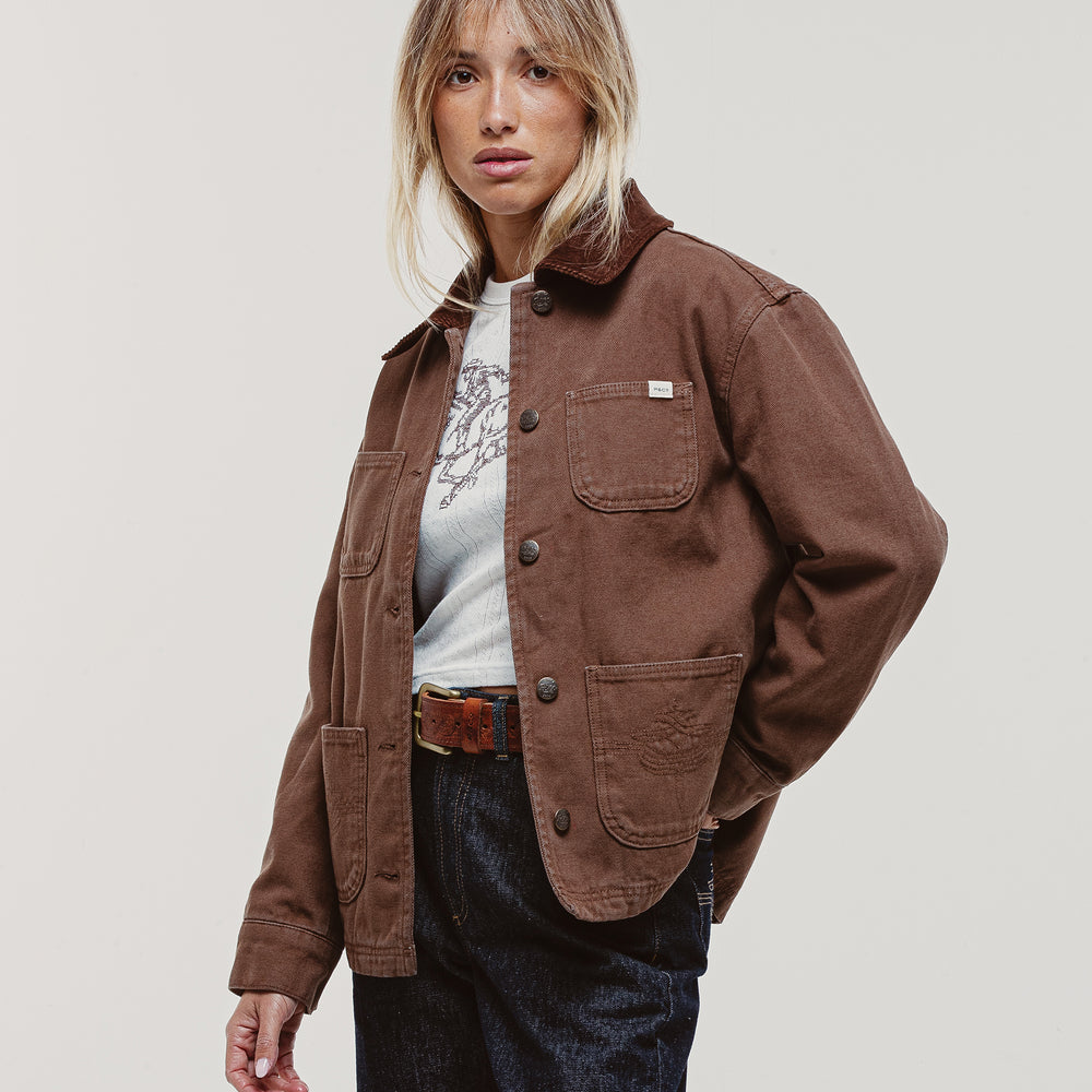 ジャケット・アウター POST46 pigment dyed canvas washedbrown M Washed Brown Amélie Canvas Barn Jacket | Women's jackets