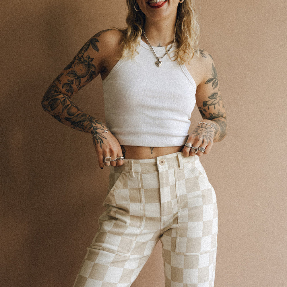 Service Fatigue Pants Stone Checkerboard