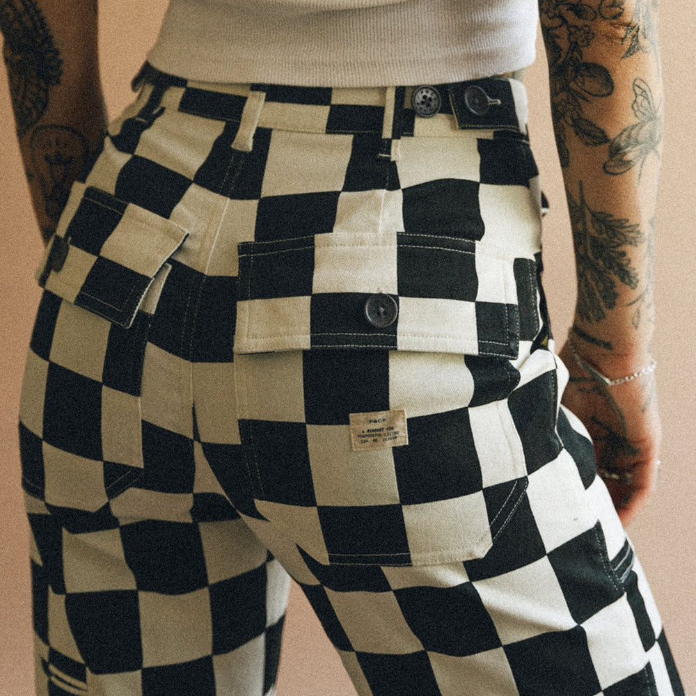 Service Fatigue Pants Black Checkerboard