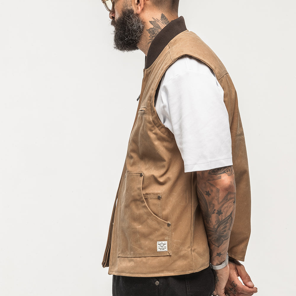 Tan Canyon Waxed Canvas Vest | Men's Outerwear ‐ P&Co - A Mindset