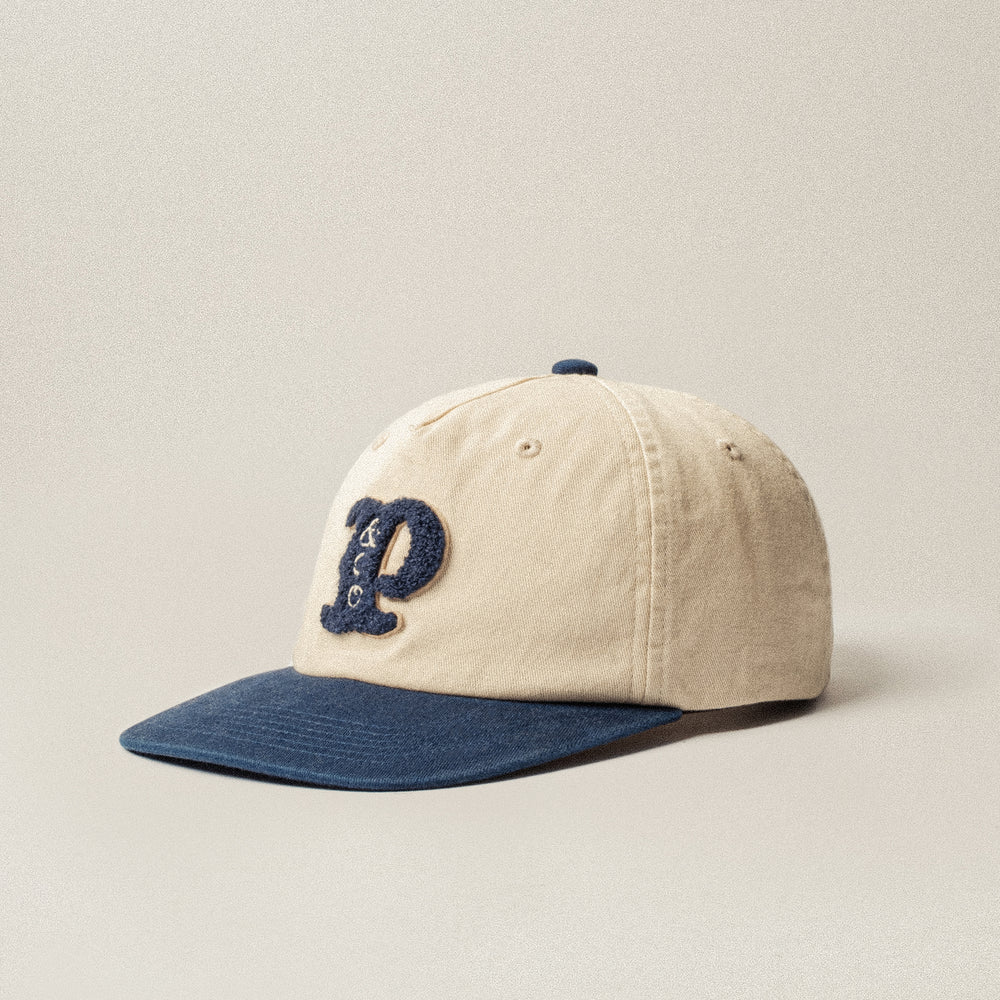 Ecru & Navy Varsity 5 Panel Cap | Hats & Beanies ‐ P&Co - A
