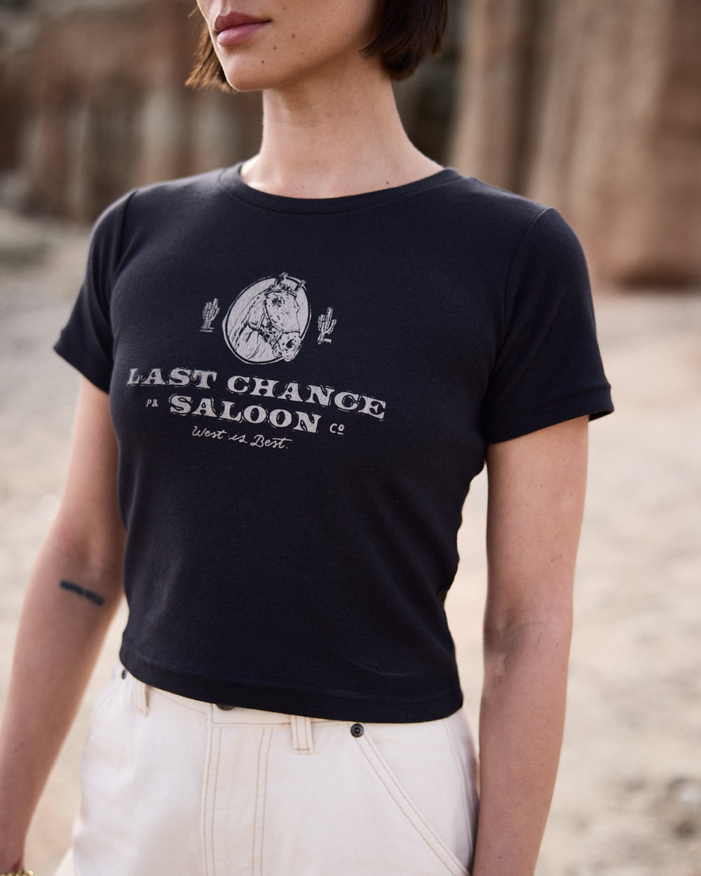 Last Chance Saloon Baby T-Shirt - Washed Black