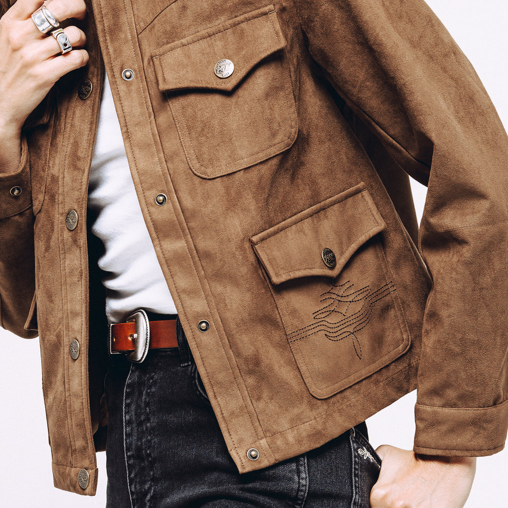 Tan Jolene Faux Suede Barn Jacket | Women's Jackets & Outerwear & P&Co ...