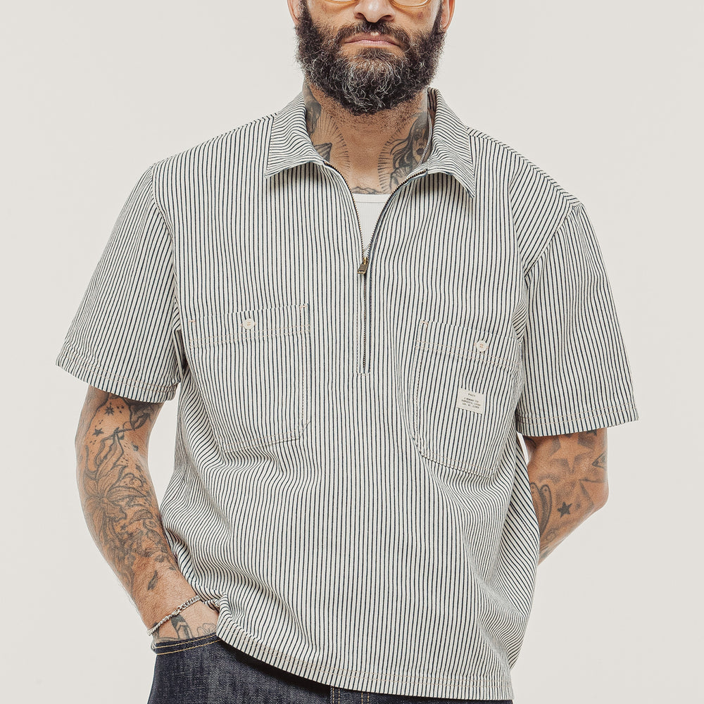 Hickory Stripe 1/4 Zip Work Shirt | Men's Shirting, Shirts ‐ P&Co