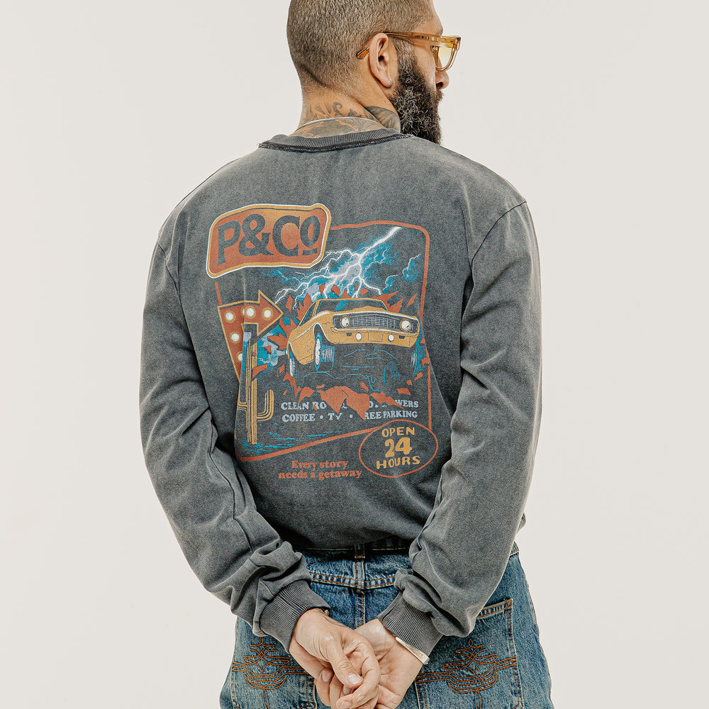 アイドル CDL  Wash L/S Tee Acid Wash Getaway Boxy Longsleeve T-Shirt | Unisex, Men's