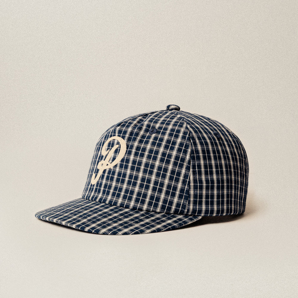 Navy Plaid Script 5 Panel Cap | Caps, Hats & Beanies ‐ P&Co - A
