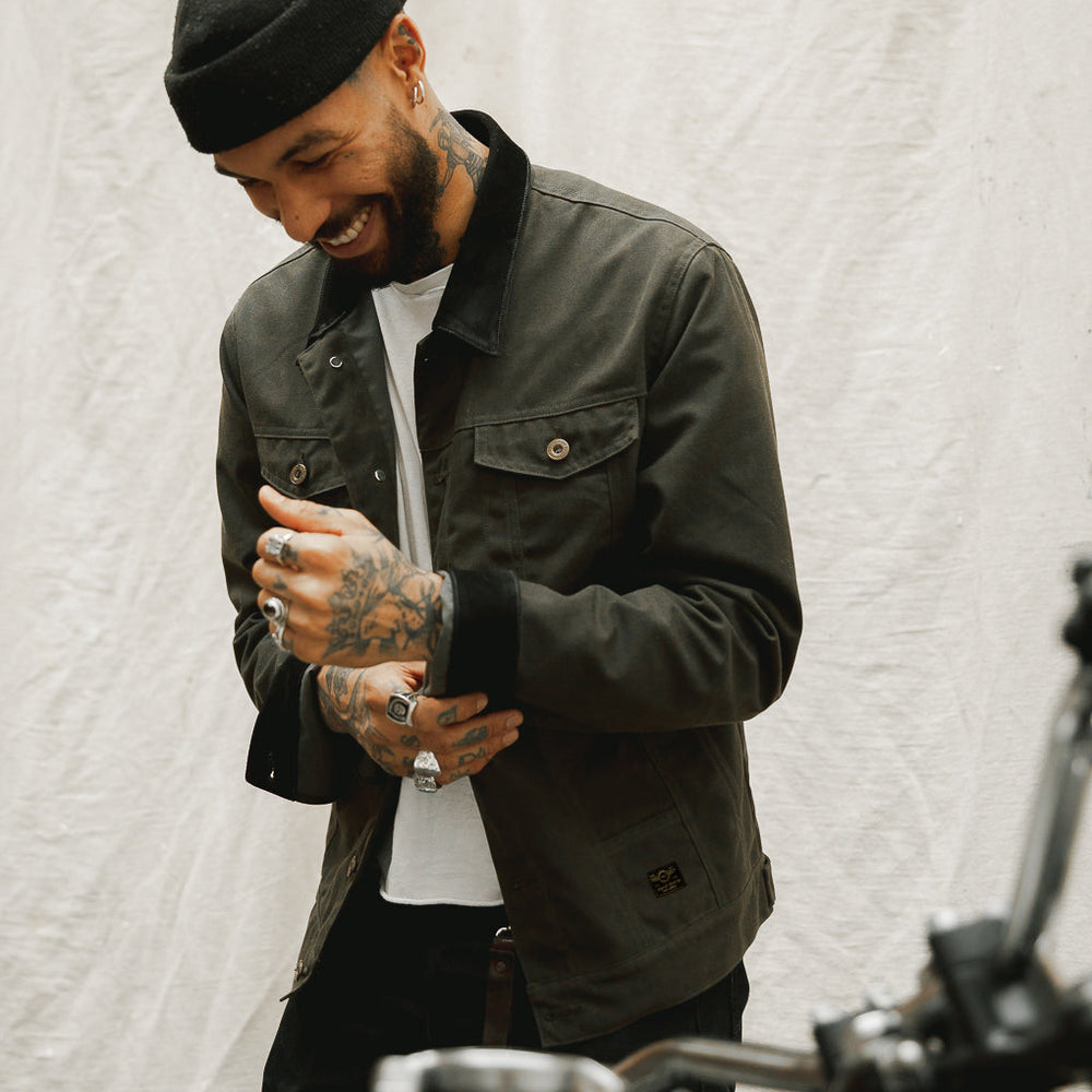 Wayfare Waxed Canvas Jacket Olive Men's Outerwear ‐ P&Co A