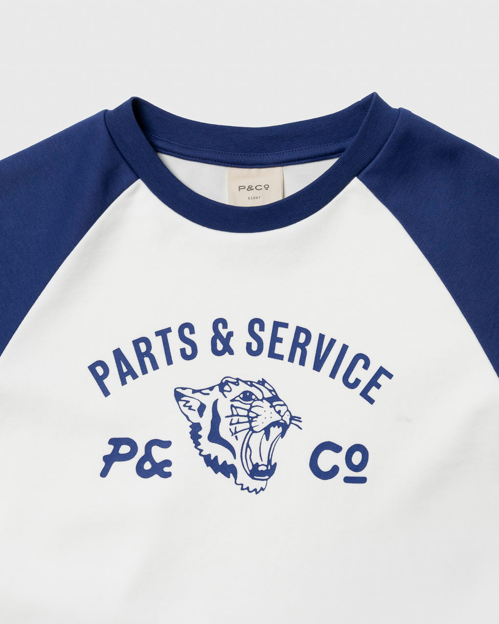 Parts & Service Raglan Baby T-Shirt - Off White & Royal Blue