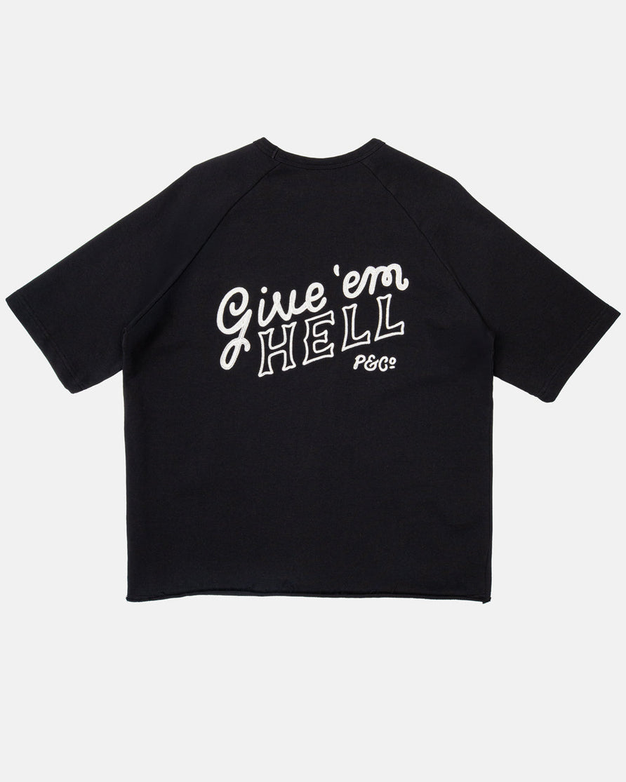 Give 'Em Hell Short Sleeve Sweatshirt - Washed Black