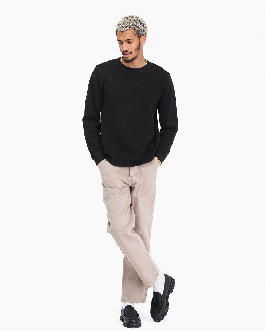 Crafted Ribbed Longsleeve - Washed Black