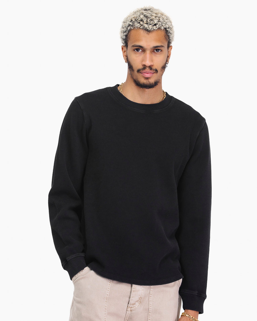 Crafted Ribbed Longsleeve - Washed Black