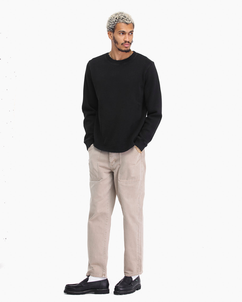 Crafted Ribbed Longsleeve - Washed Black