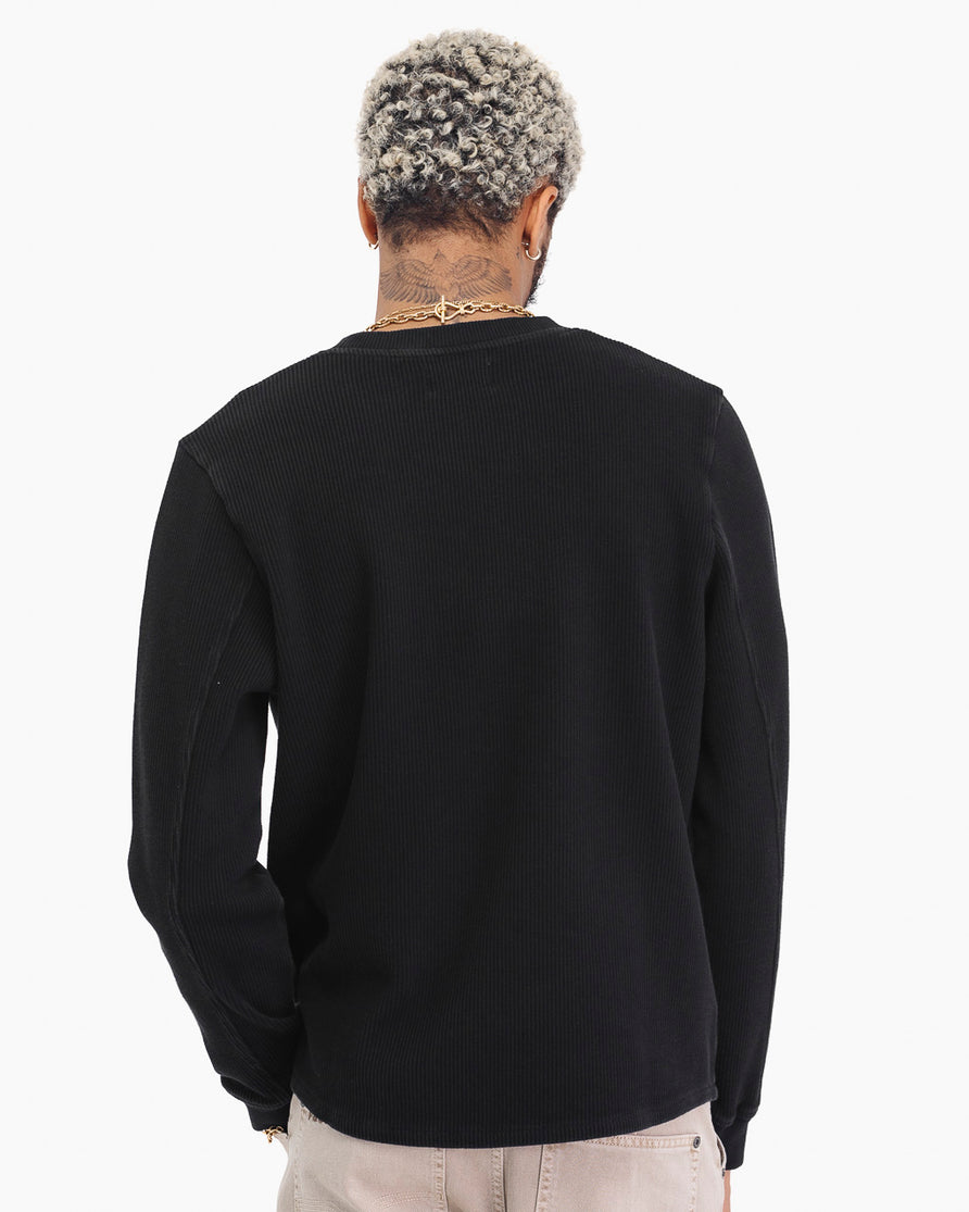 Crafted Ribbed Longsleeve - Washed Black