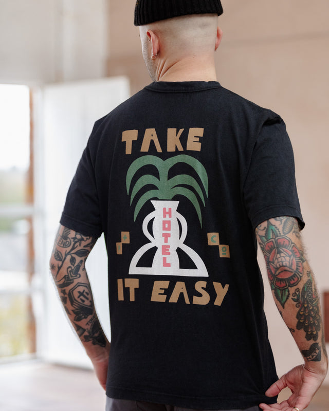 T-shirt Take it Easy - Noir délavé 