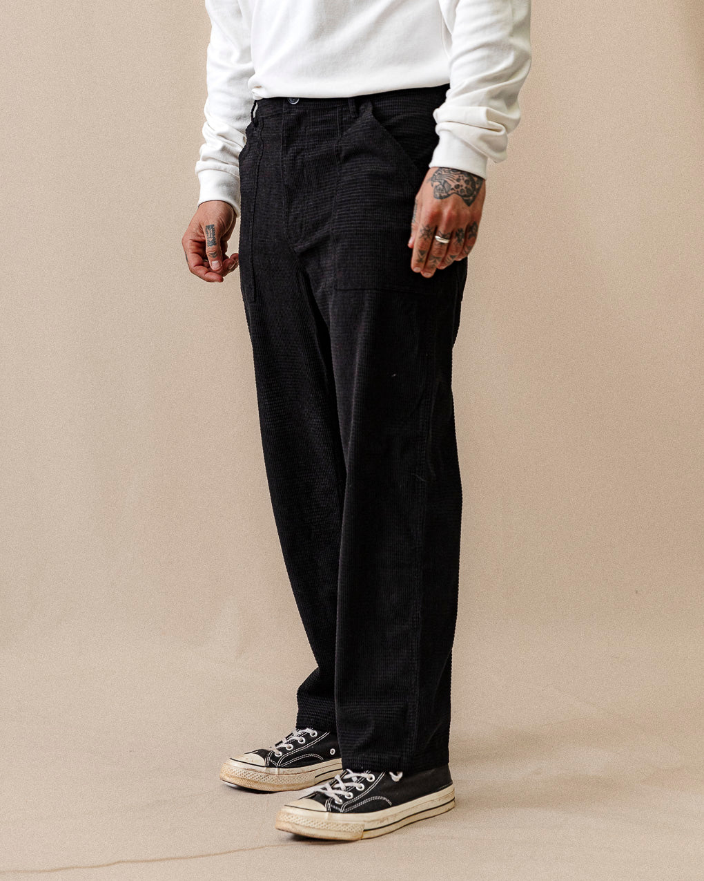 304 Waffle Cord Service Fatigue Pants - Washed Black