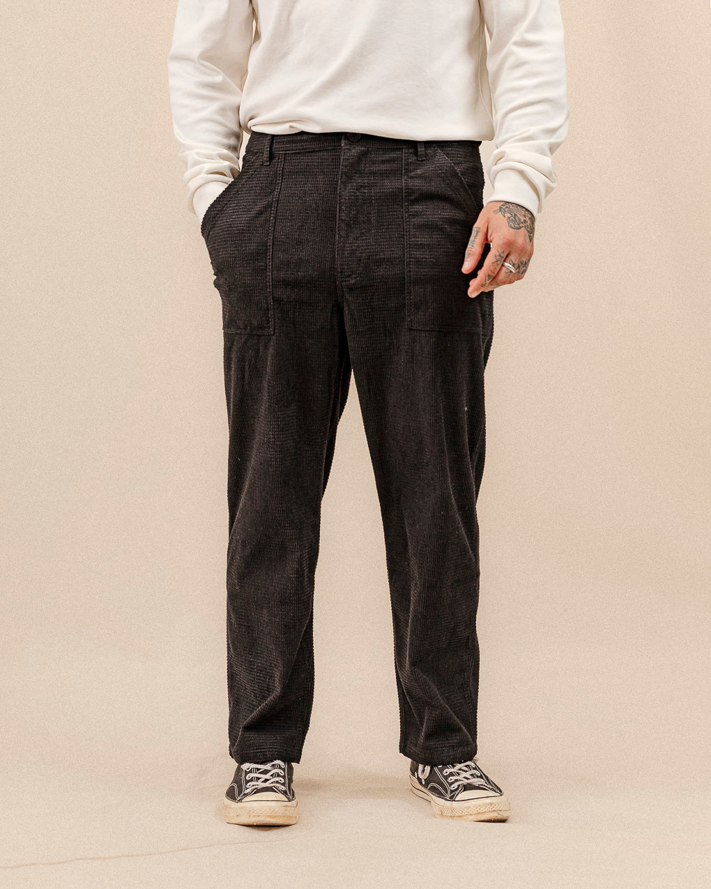 304 Waffle Cord Service Fatigue Pants - Washed Black