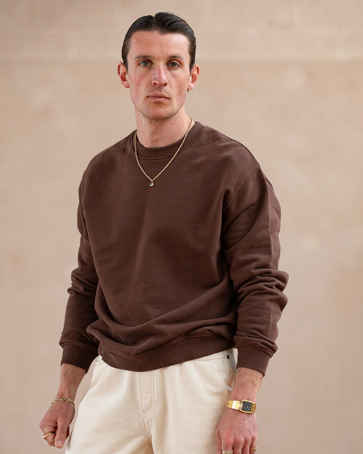 Crafted Organic Cotton Sweatshirt - Brown