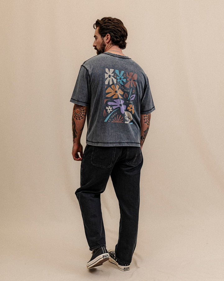 Time To Slow Boxy T-shirt - Acid Wash