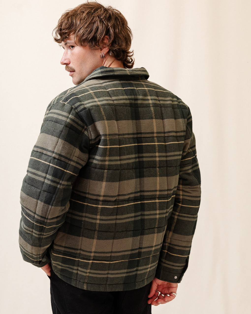 Pitsford Quilted Flannel Overshirt - Olive