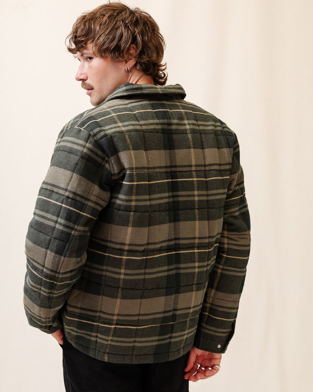 Pitsford Quilted Flannel Overshirt - Olive