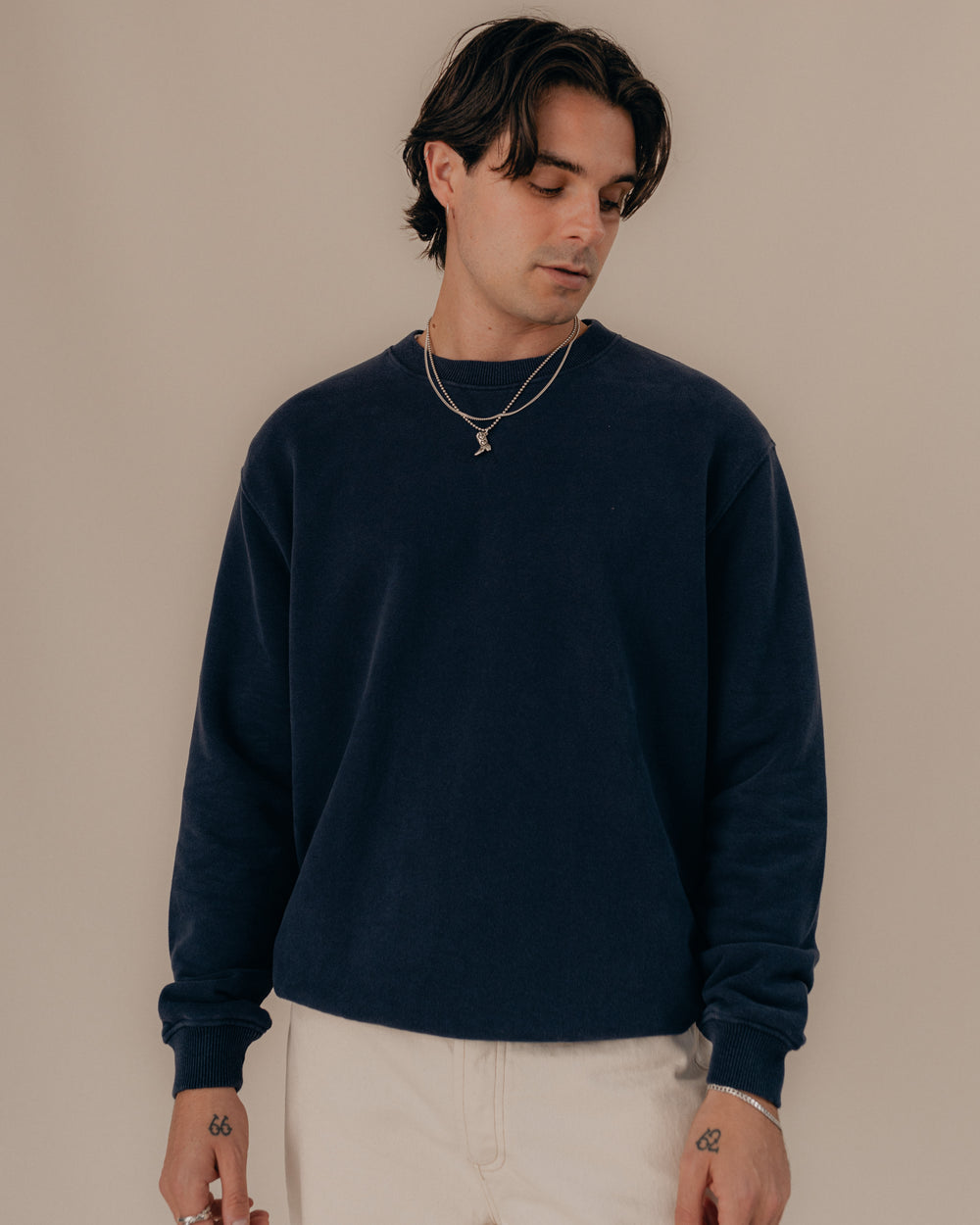 Crafted-Sweatshirt – Marineblau 