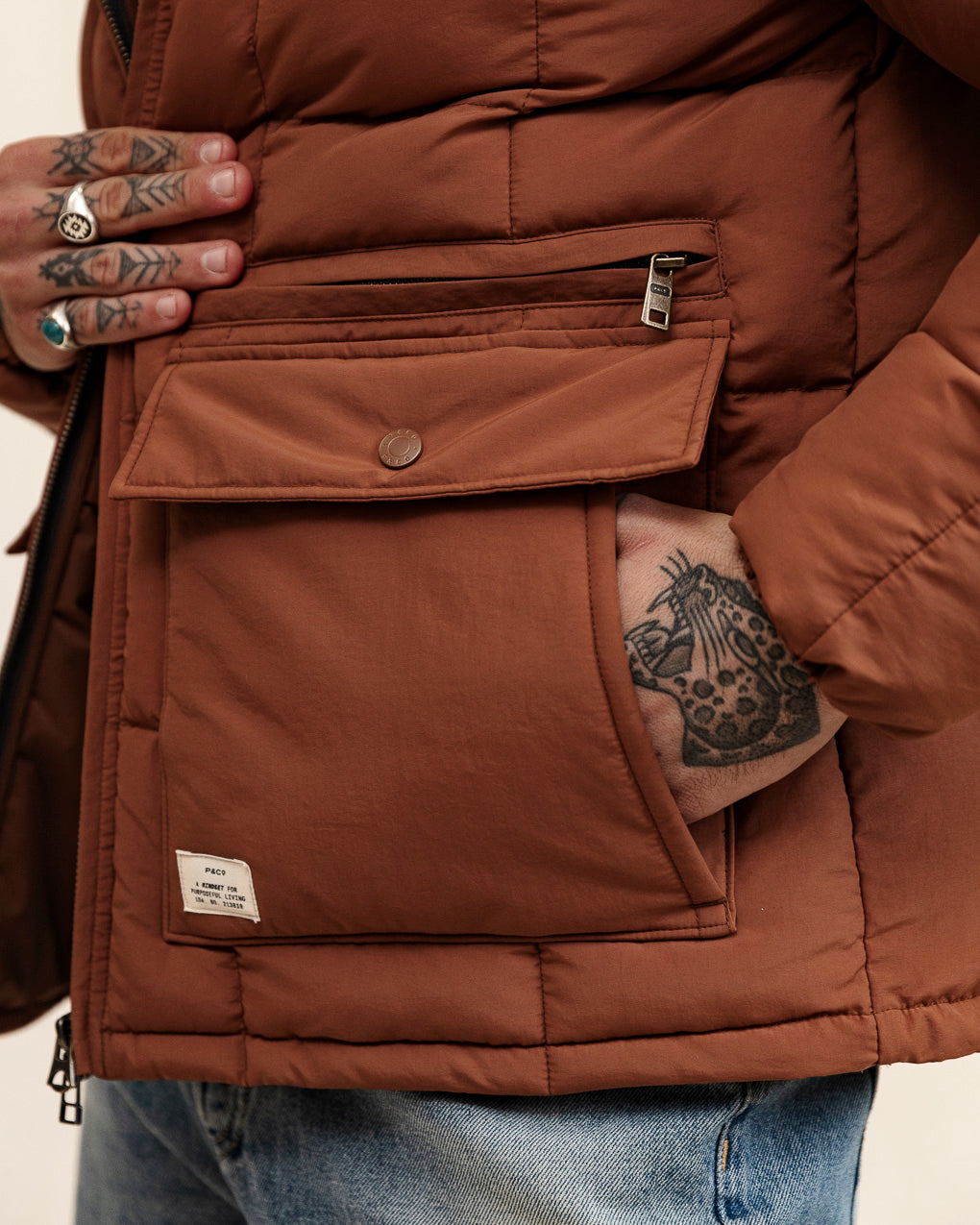 Powell Quilted Puffer Jacket - Rust