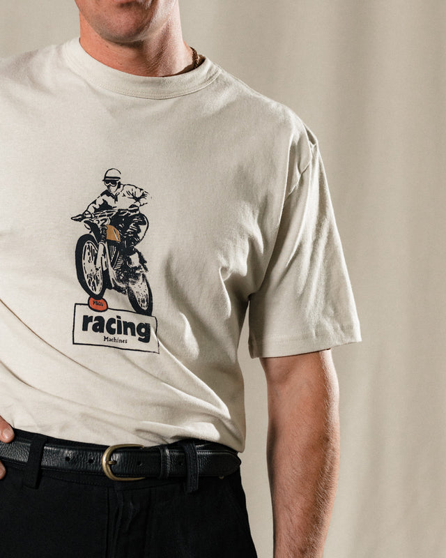 Rennmaschinen-T-Shirt – Vintage-Weiß 