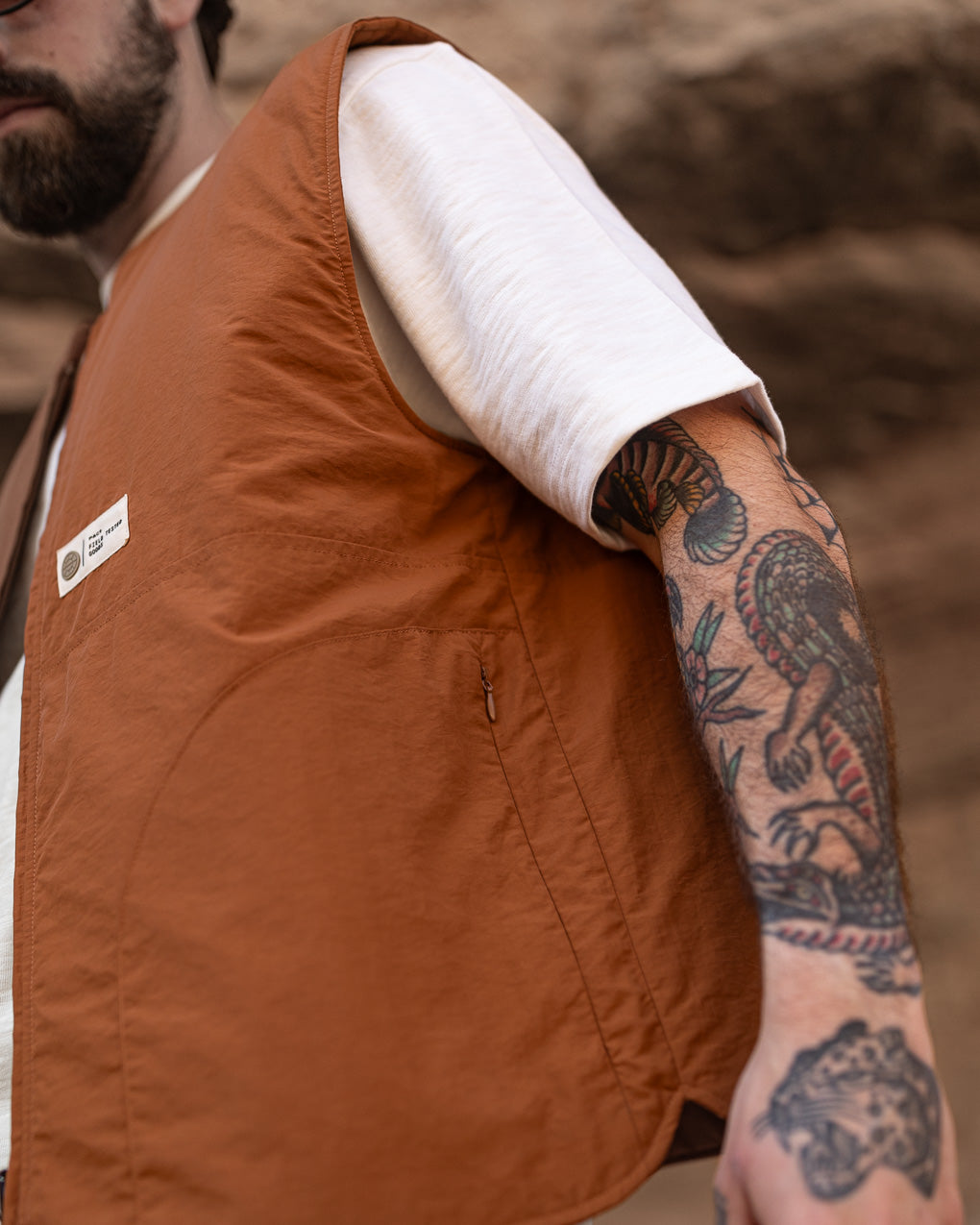 Fern Quilted Reversible Liner Vest - Rust