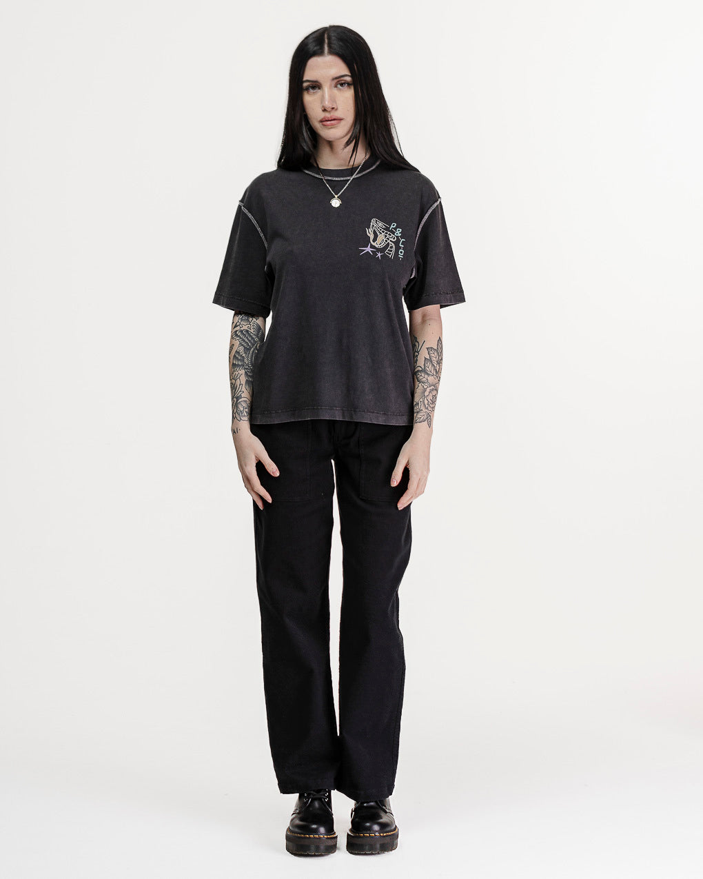 Snakebite Sally's Boxy T-Shirt - Acid Wash