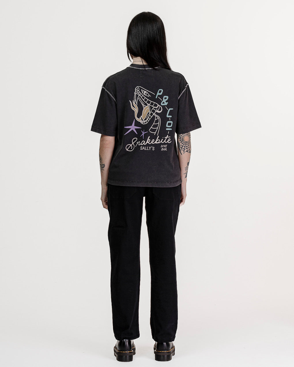 Snakebite Sally's Boxy T-Shirt - Acid Wash