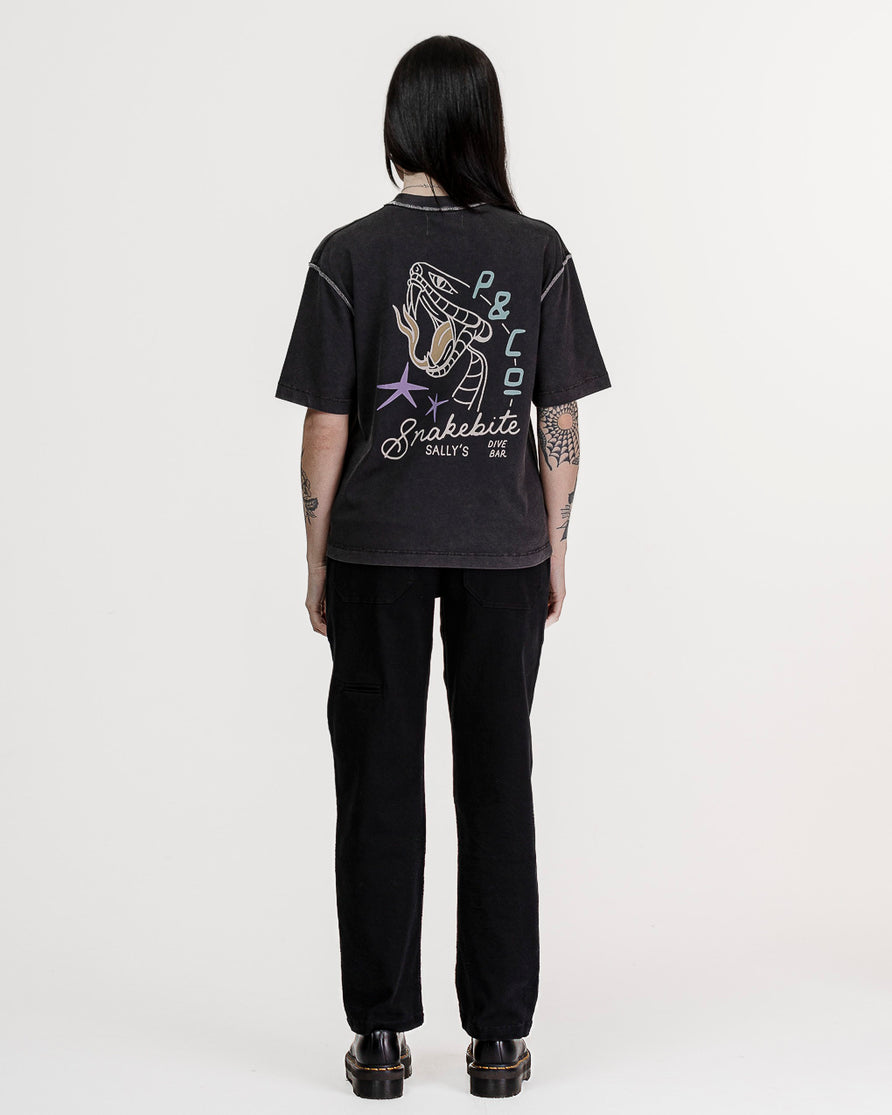 Snakebite Sally's Boxy T-Shirt - Acid Wash