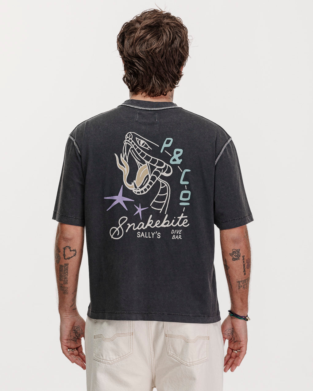 Snakebite Sally's Boxy T-Shirt - Acid Wash