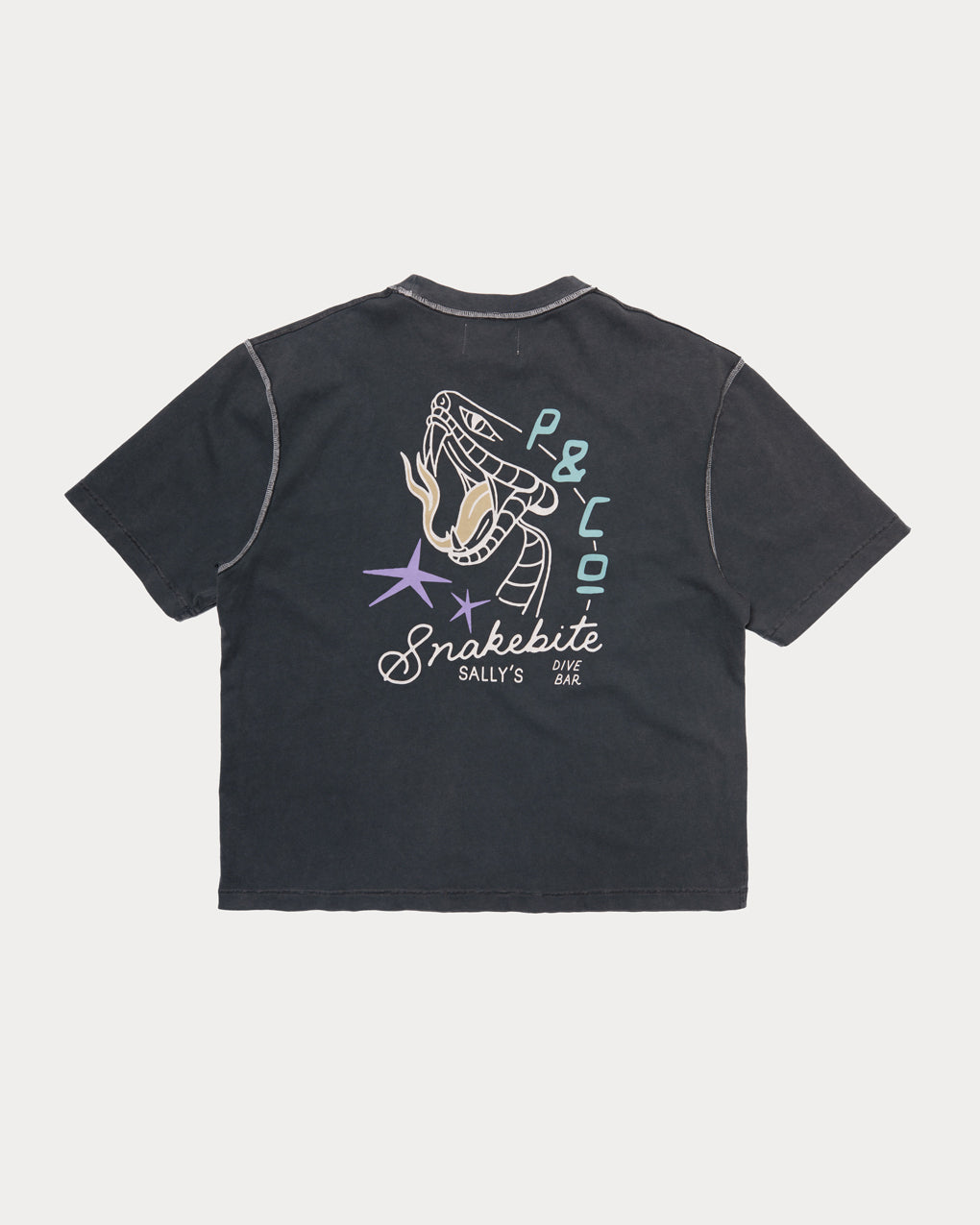 Snakebite Sally's Boxy T-Shirt - Acid Wash