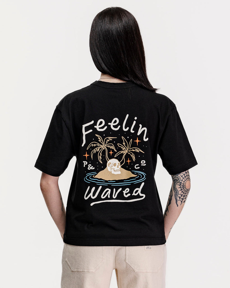 Feelin' Waved Boxy T-Shirt - Washed black