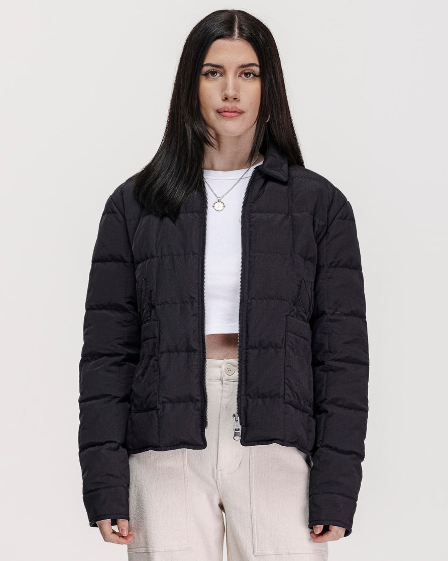 Time To Slow Quilted Jacket - Washed Black
