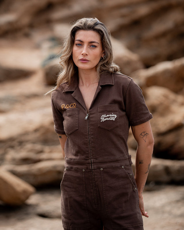 Chasing Sunsets Boilersuit - Brown