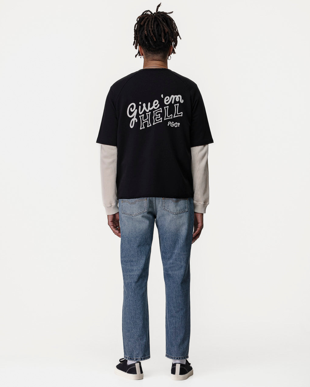 Give 'Em Hell Short Sleeve Sweatshirt - Washed Black