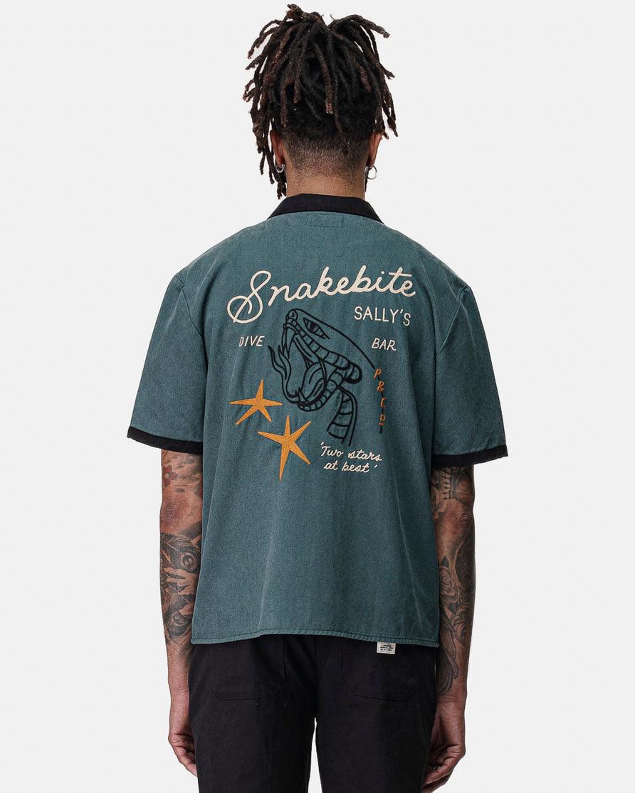 Snakebite Sally's Bowling Shirt - Petrol Green