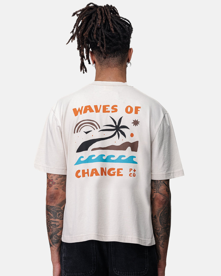 Waves Of Change Boxy T-Shirt - Bone