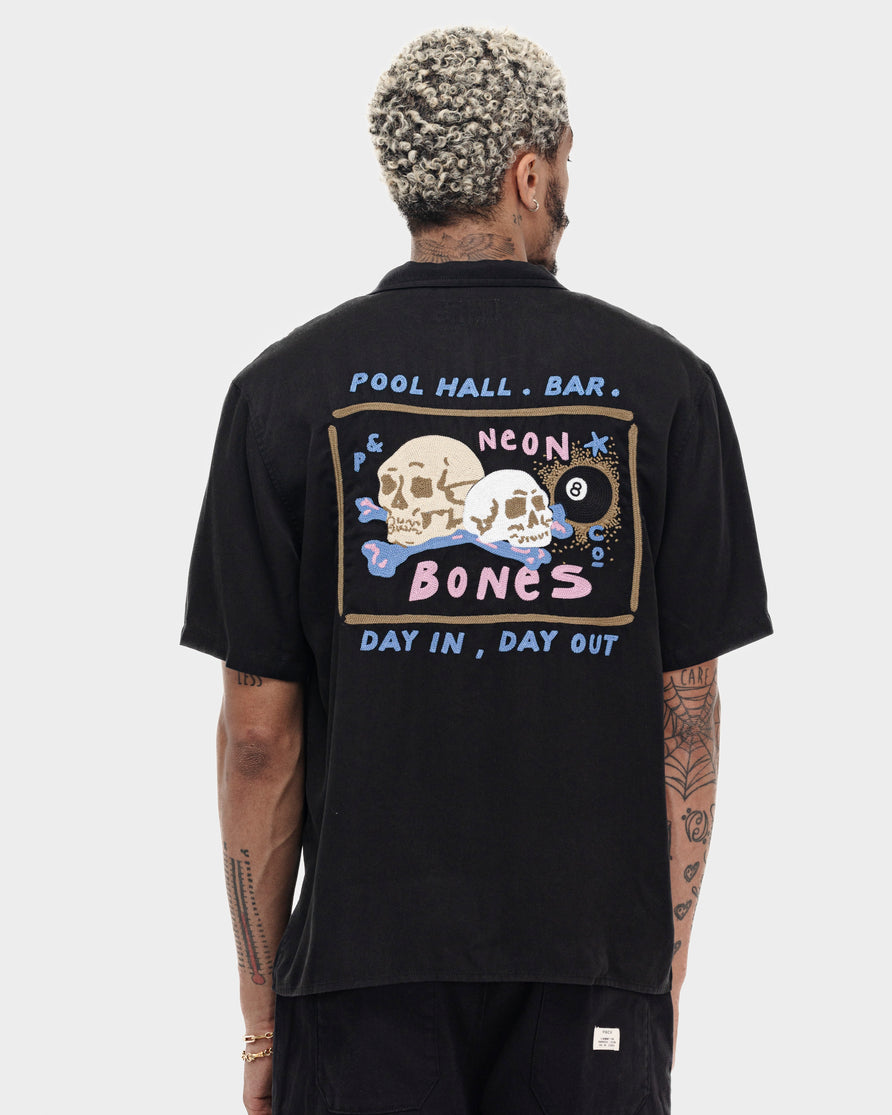 Pool Hall Bowling Shirt - Washed Black