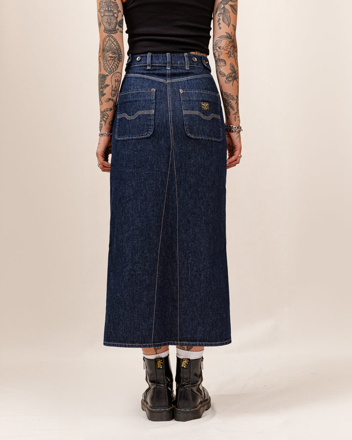 Parlor Denim Longline Skirt - Navy