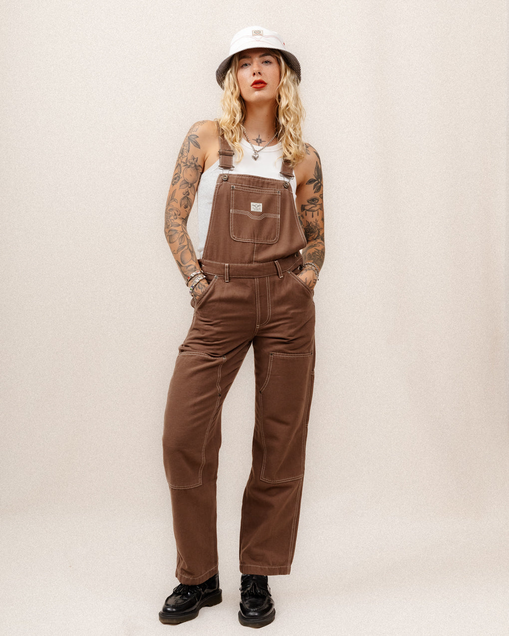 Washed Brown Albion Carpenter Overalls Women's Overalls