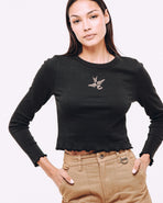 Swallow Longsleeve Baby T-Shirt - Washed Black