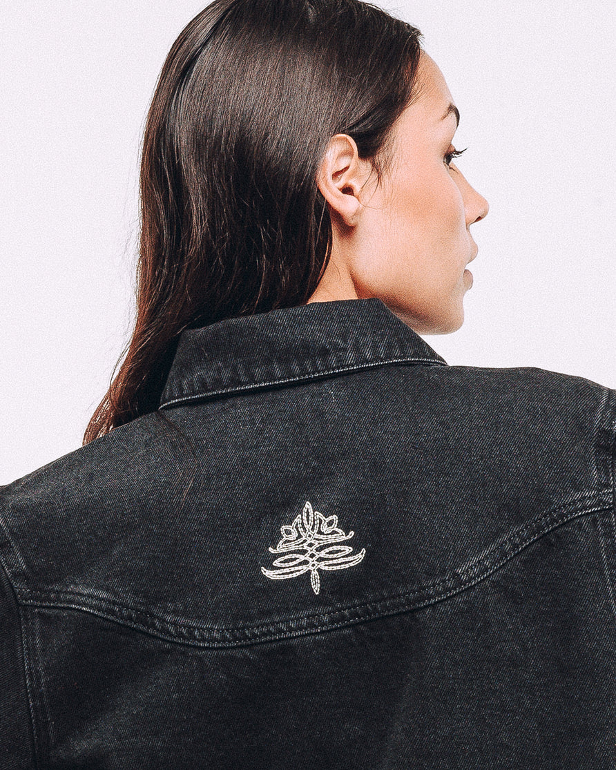 Ryder Embroidered Denim Shirt - Washed Black