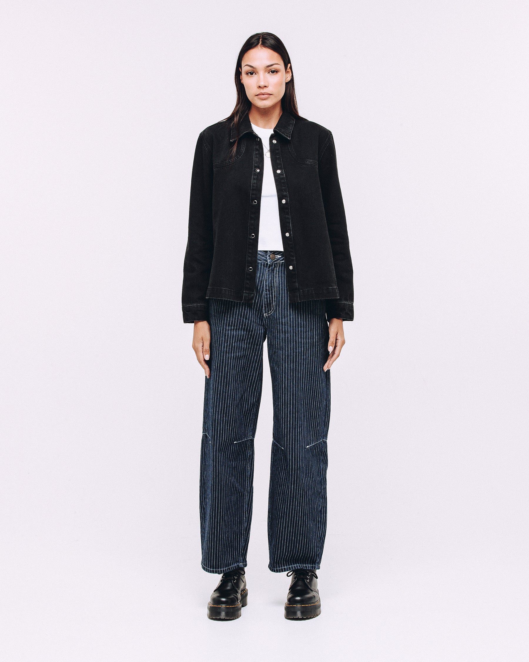 Ryder Embroidered Denim Shirt - Washed Black