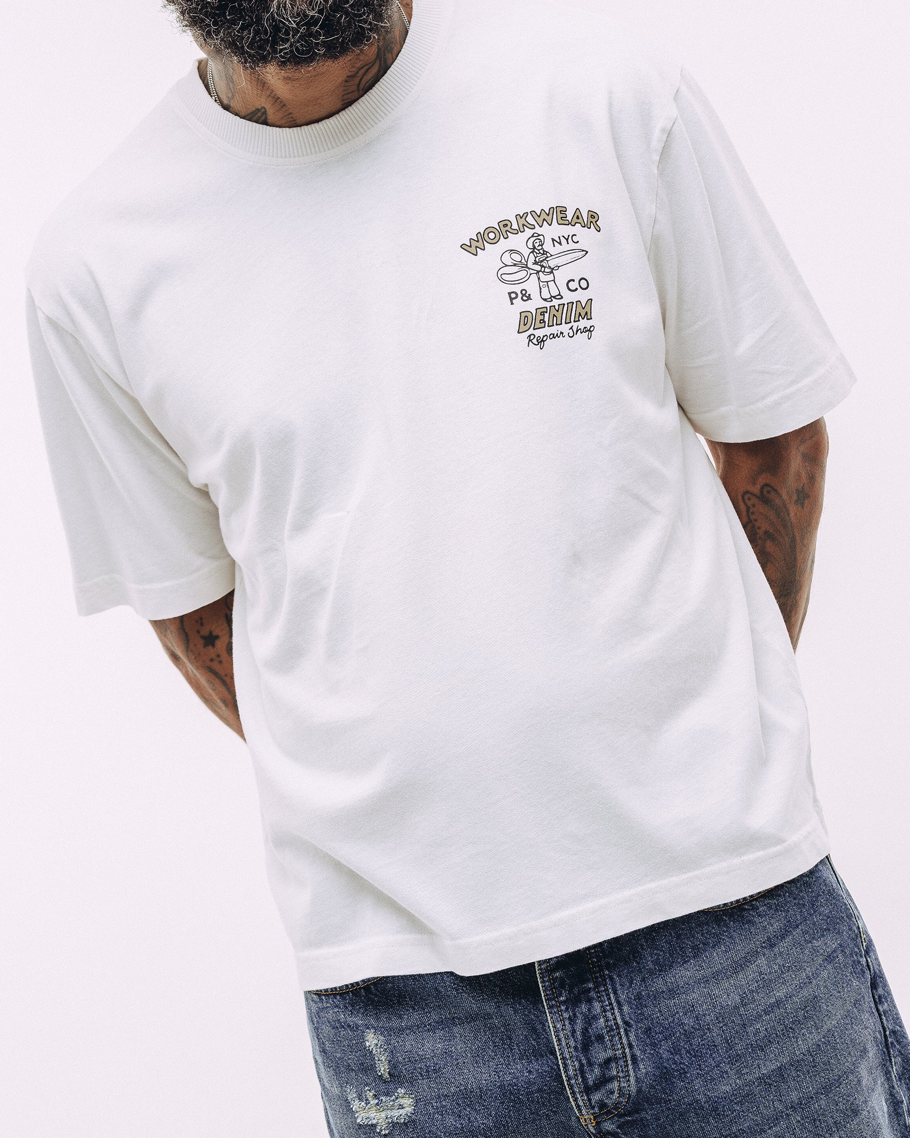 Workwear & Denim Boxy T-Shirt - Off White