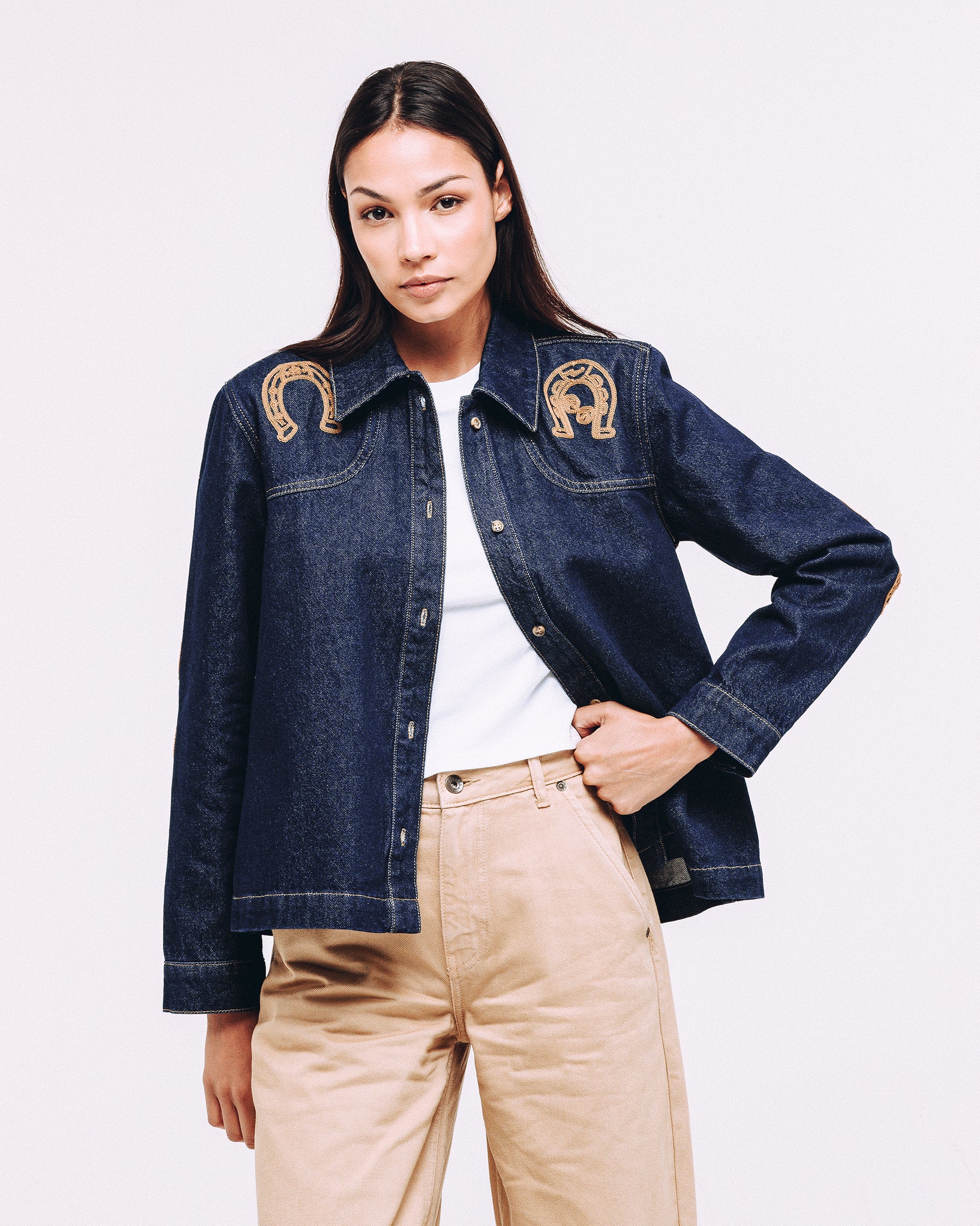 Ryder Embroidered Denim Shirt - Raw Indigo