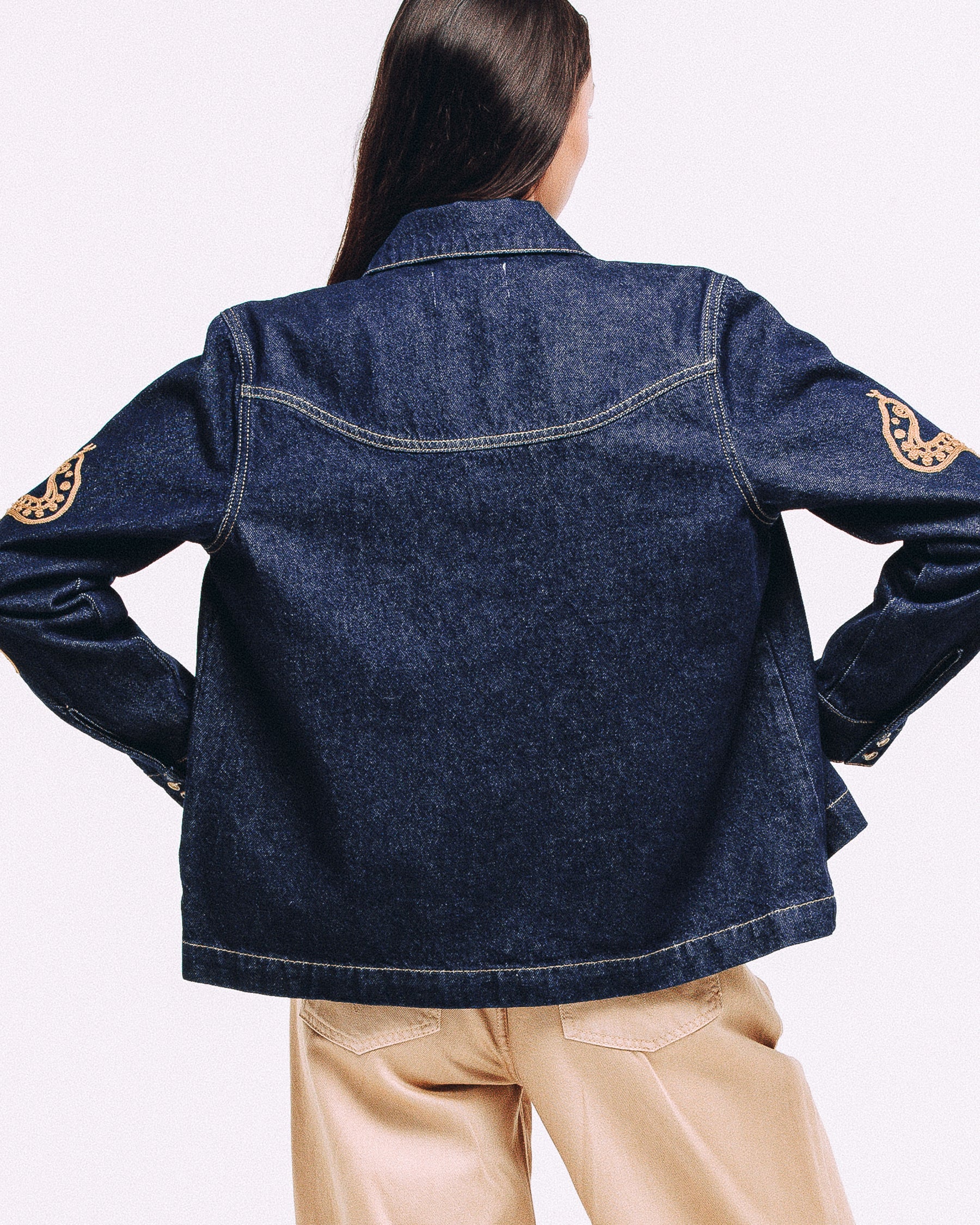 Ryder Embroidered Denim Shirt - Raw Indigo